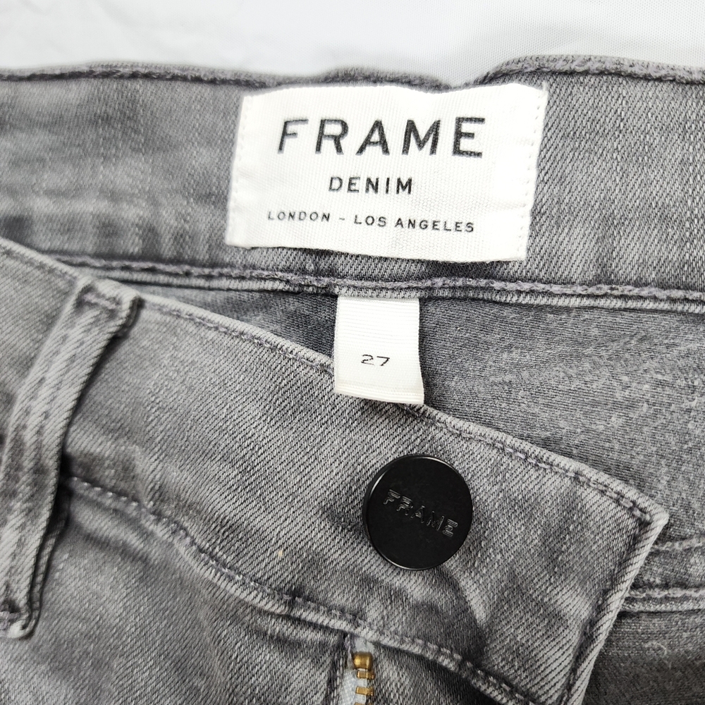 FRAME Grey Le High Skinny Velvet Tux Grimes Size 27 (28" Inseam) - Picture 5 of 17